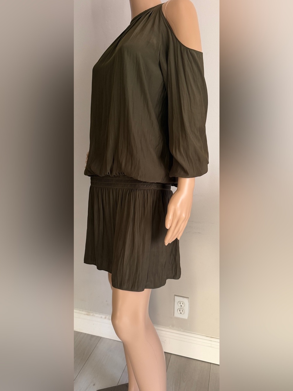 Ramy Brook Olive Green Dress XS Long Sleeve Relaxed Fit Like New